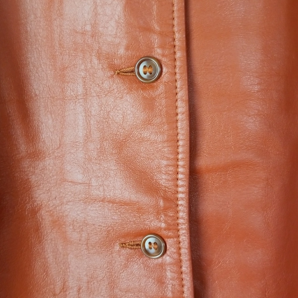 Freaking Rad Orange Vintage Leather Skirt - Picture 3 of 8